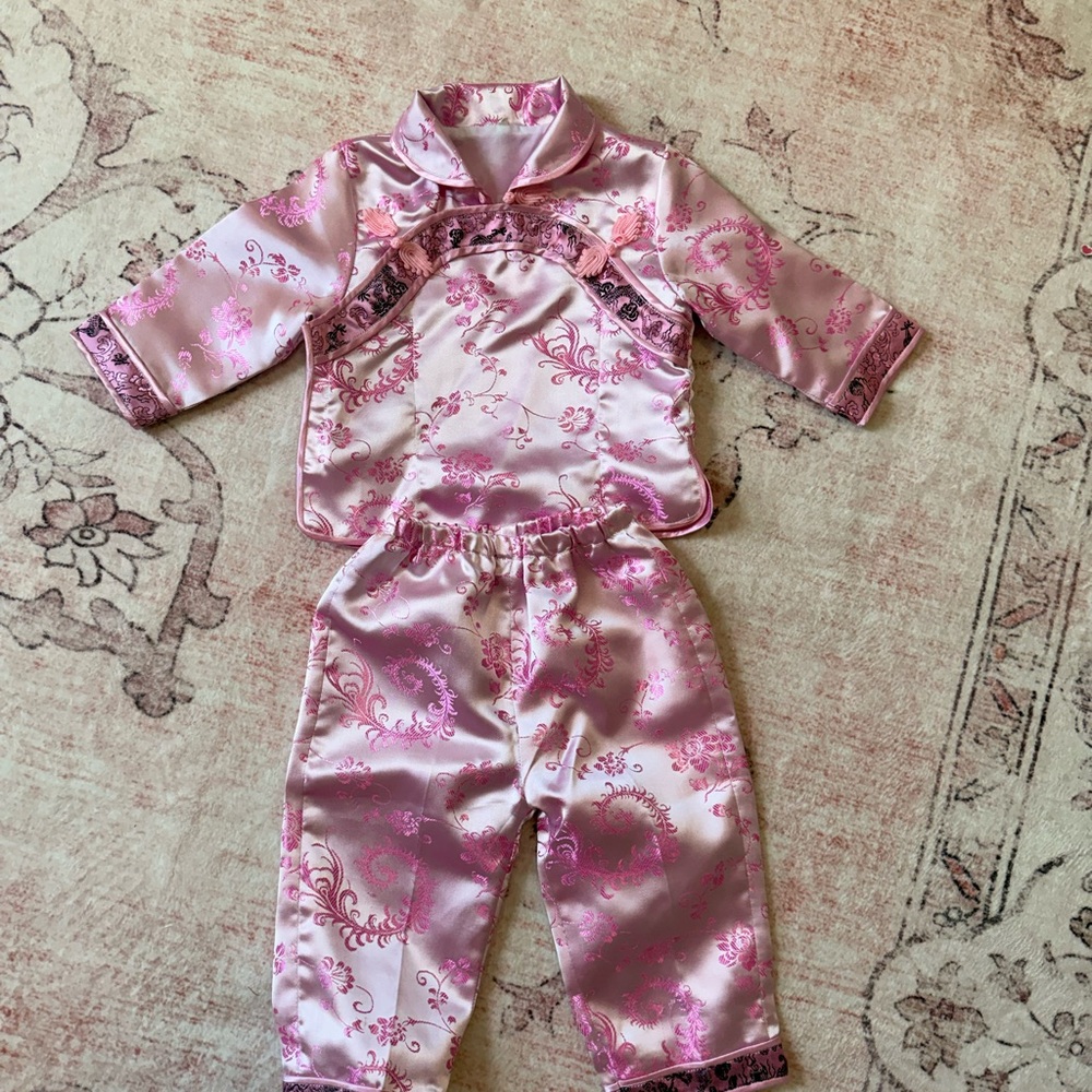 Chinese New Year: Pink Satin Kids Pajamas